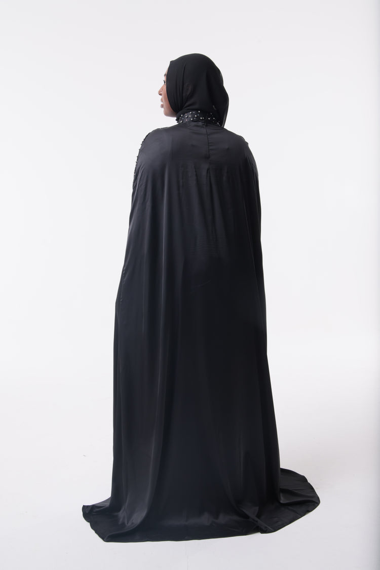 Yusra Black Cape Set