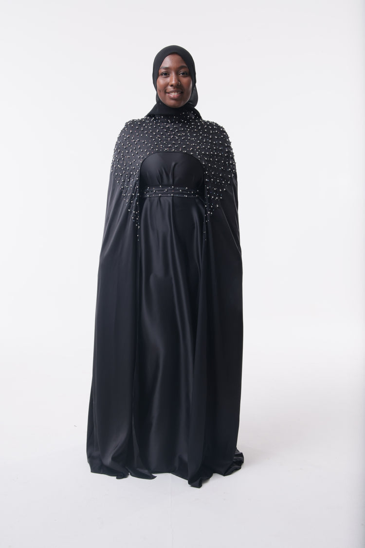 Yusra Black Cape Set