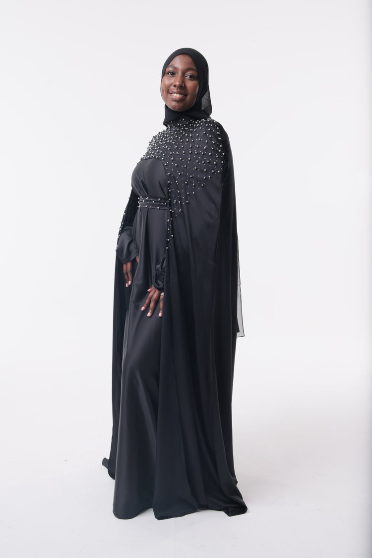 Yusra Black Cape Set