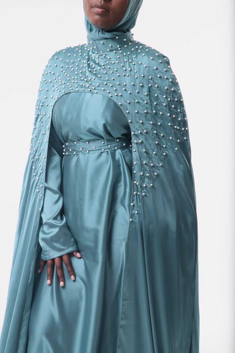 Yusra Teal Cape Set